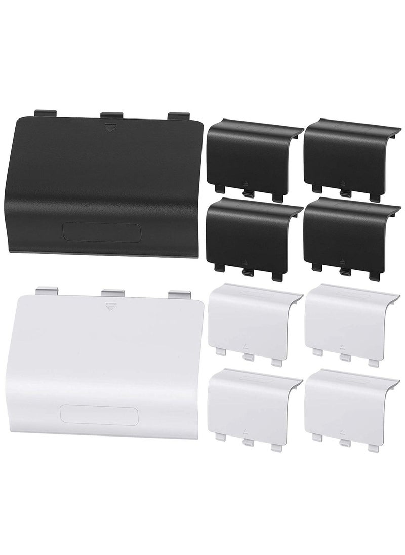 Replacement Battery Cover Shell Battery Cover Doors Battery Back Shell Repair Part Compatible with Xbox One Wireless Controller, Black, White(10 Pieces )