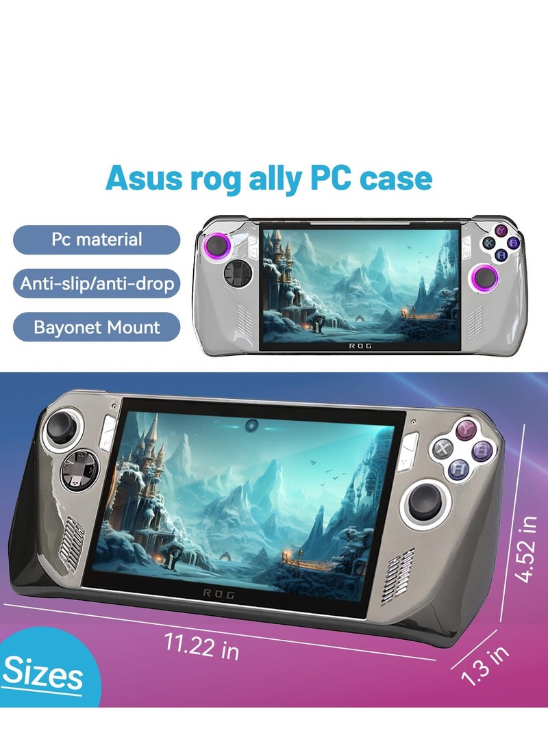 Transparent PC Crystal Protective Case for Rog Ally with Kickstand, Shockproof Non-Slip Anti-Collision Crystal Protective Case, Suitable for Rog Ally(3PCS: 1 Protective Film +2 Tempered Film)