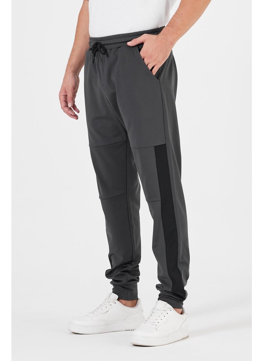 Men's Black-Anthracite Standard Fit Regular Cut Ribbed Leg Pocket Comfortable Jogger 2-Pack Sweatpants