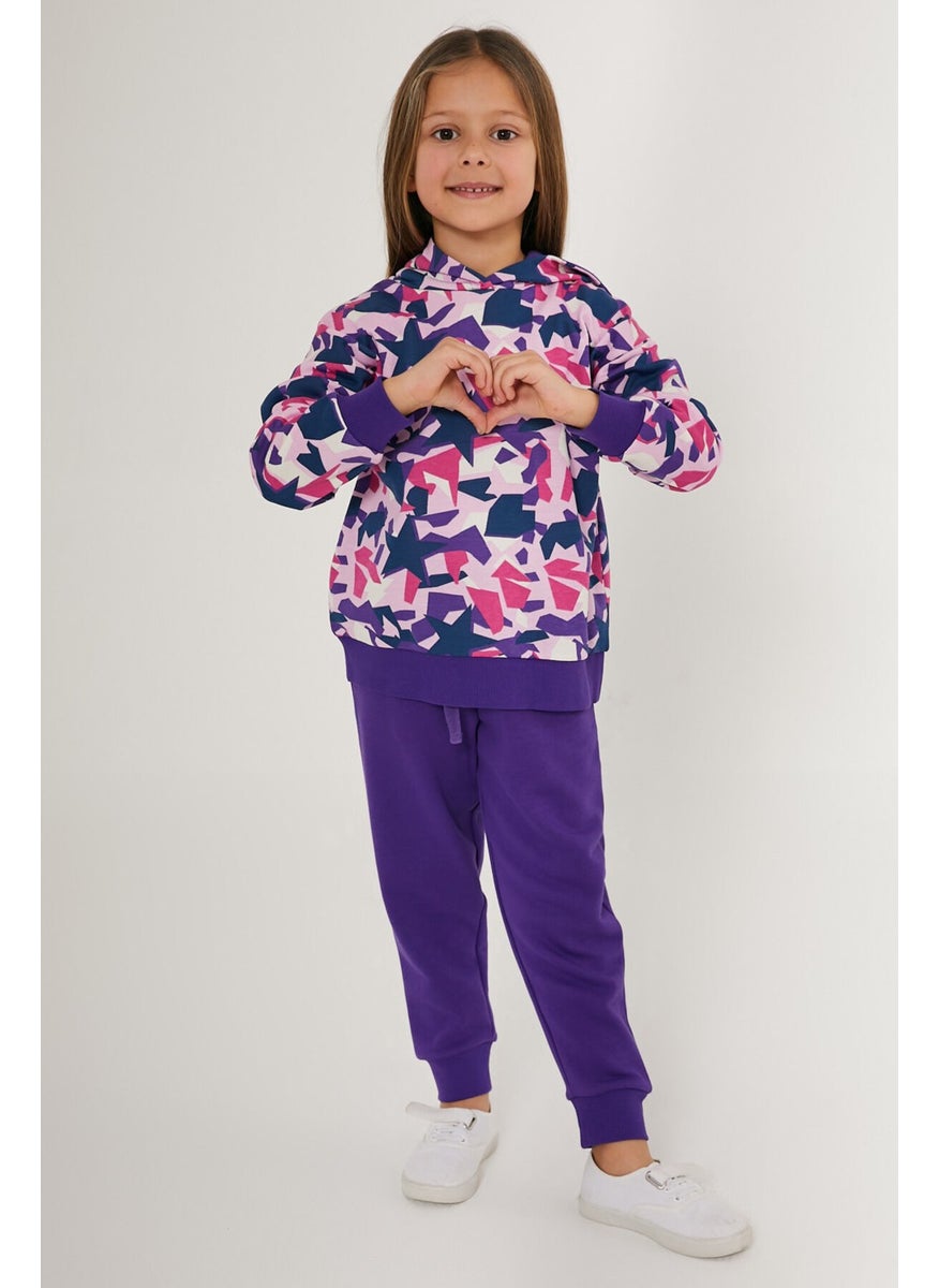 Stars Purple Girls' Tracksuit Set