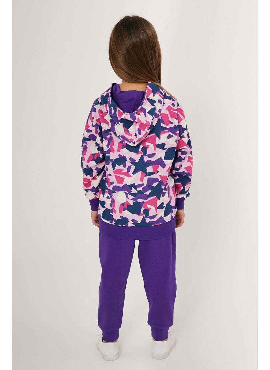 Stars Purple Girls' Tracksuit Set