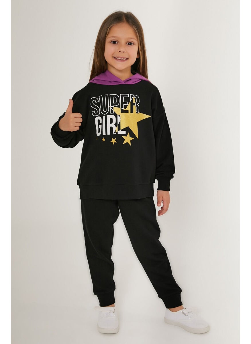 Girl Black Girls Tracksuit Set