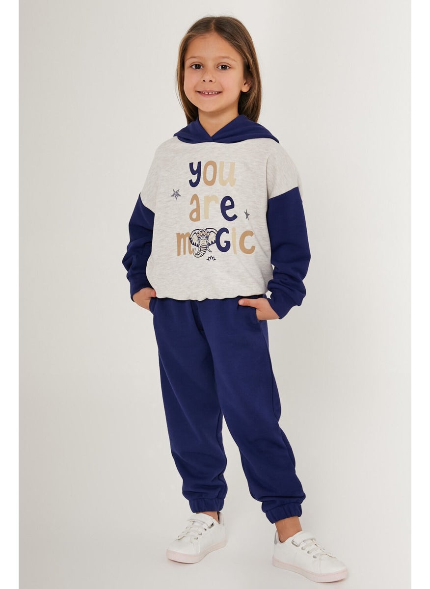 You Are Magic White Navy Blue Girl's Tracksuit Set