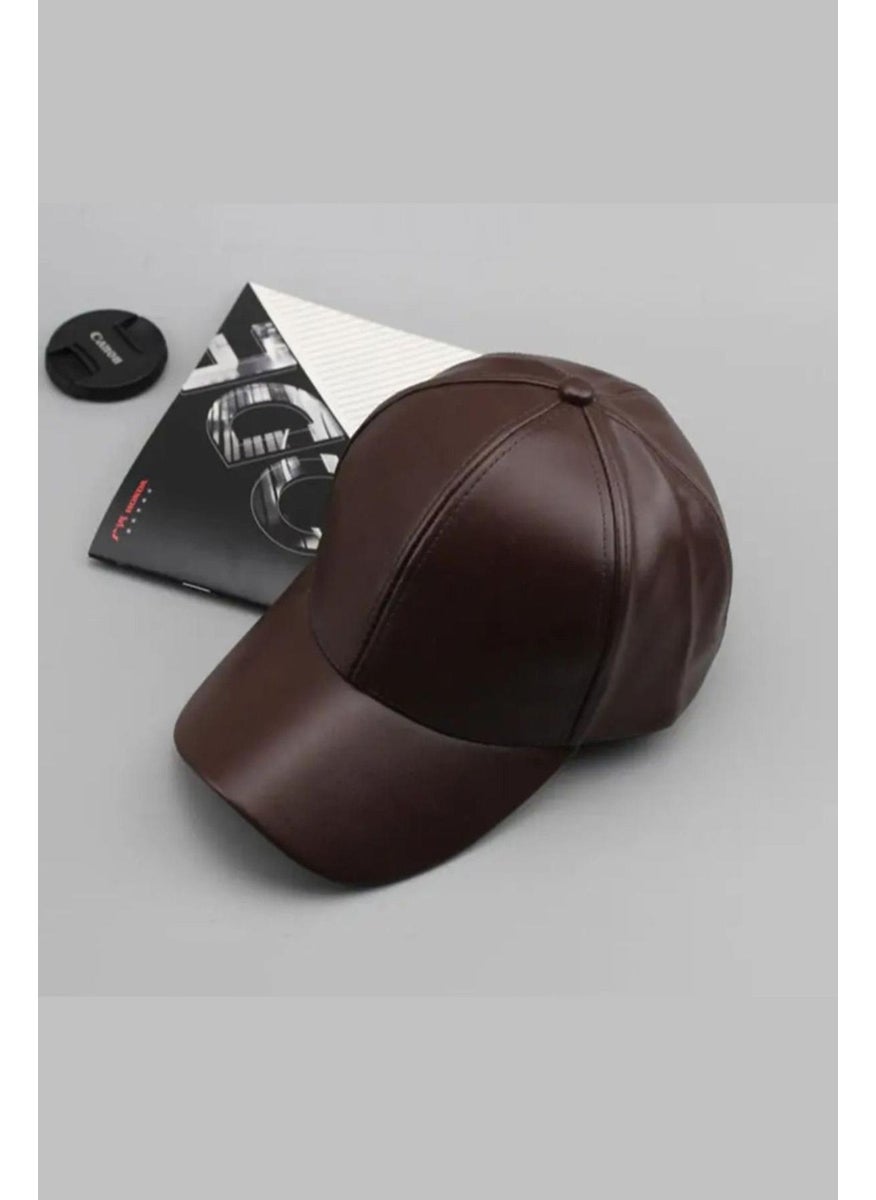 Bitter Brown Unisex Vegan Leather Cap Hat