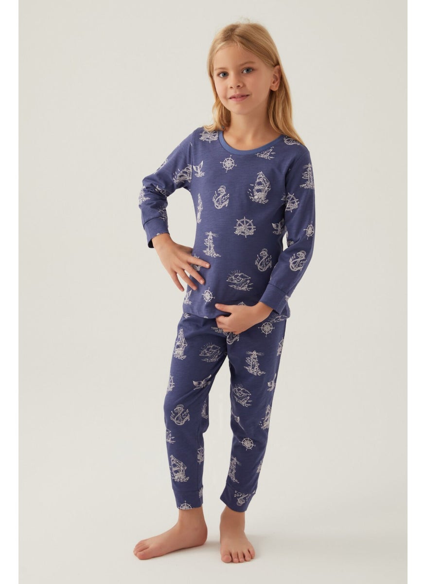 Navy Blue Girls Pajama Set