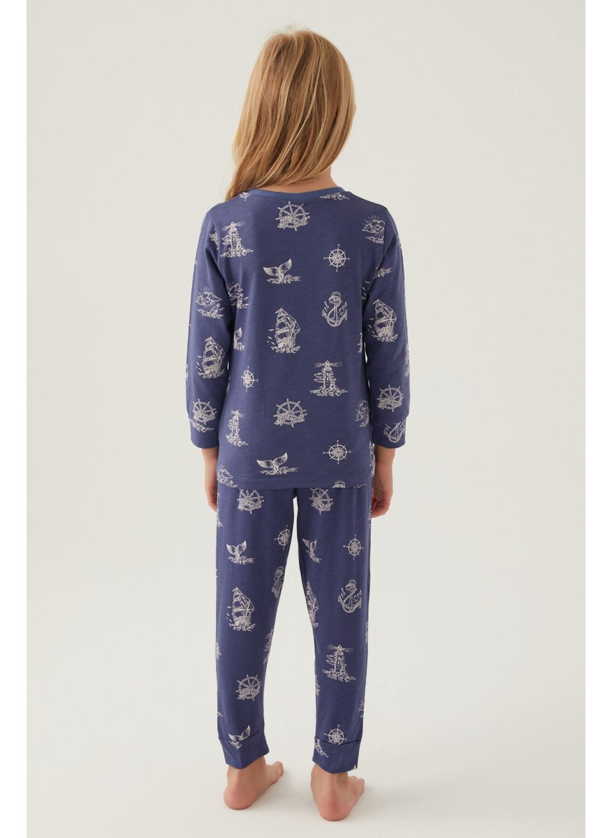 Navy Blue Girls Pajama Set