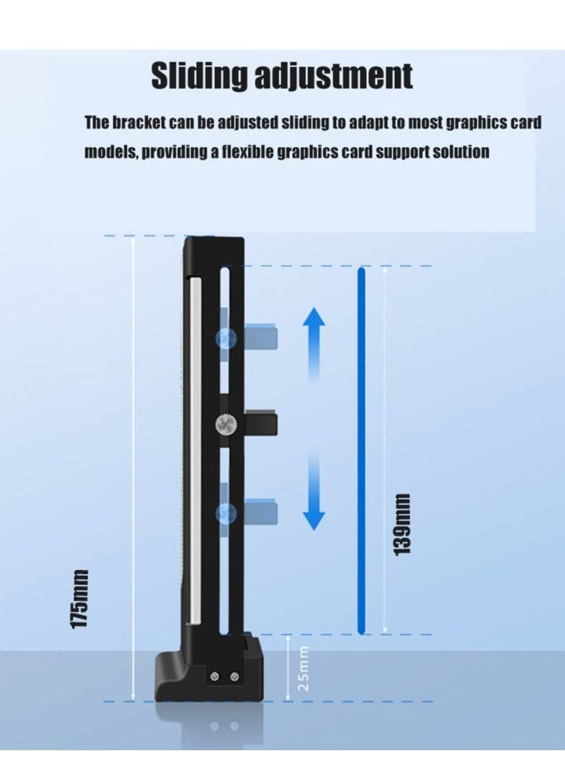 ARGB 3 Pin GPU Support Bracket, GPU Holder Bracket Brace Magnetic Base Graphics Card GPU Support Video Card Holder Bracket with ARGB 5V LED Length, Height, Sliding Adjustment(White)