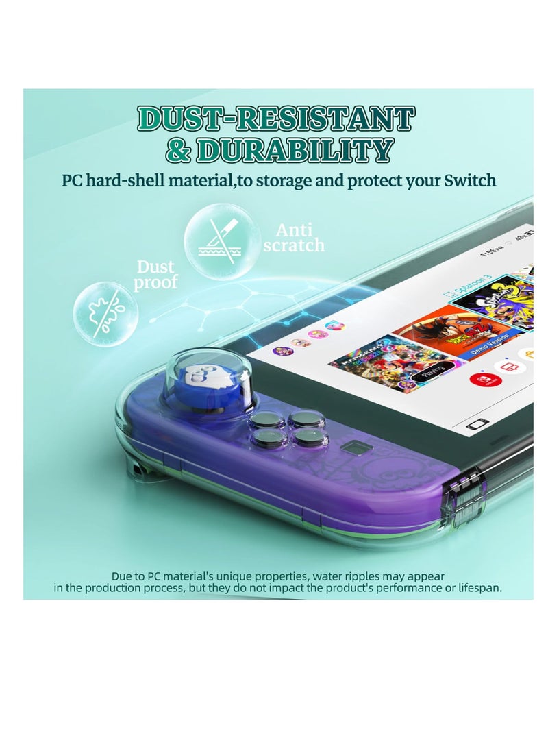 Transparent Case for Nintendo Switch OLED, Magnetic Closure Travel Case for Switch OLED, Comfort Grip Case with Shock-Absorption and Anti-Scratch Design, Transparent