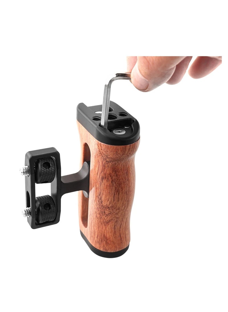 Universal Camera Cage Left Right Side Handle For Sony Canon Nikon Camera Cage Wooden Handle Grip Cold Shoe For Mic Video Light