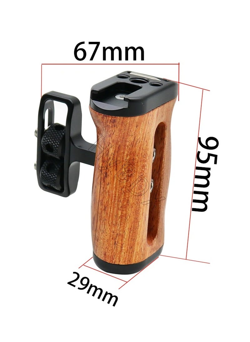 Universal Camera Cage Left Right Side Handle For Sony Canon Nikon Camera Cage Wooden Handle Grip Cold Shoe For Mic Video Light