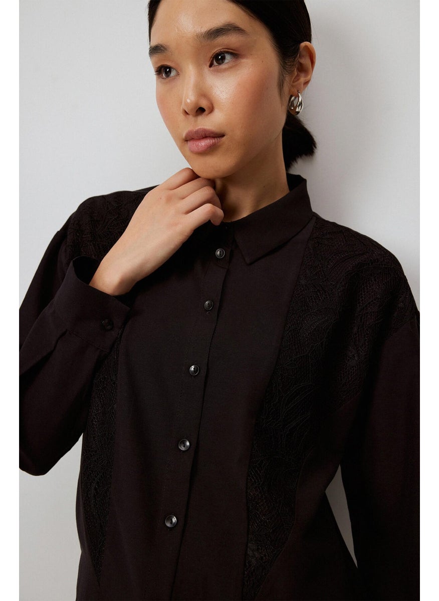 Lace Detailed Poplin Shirt