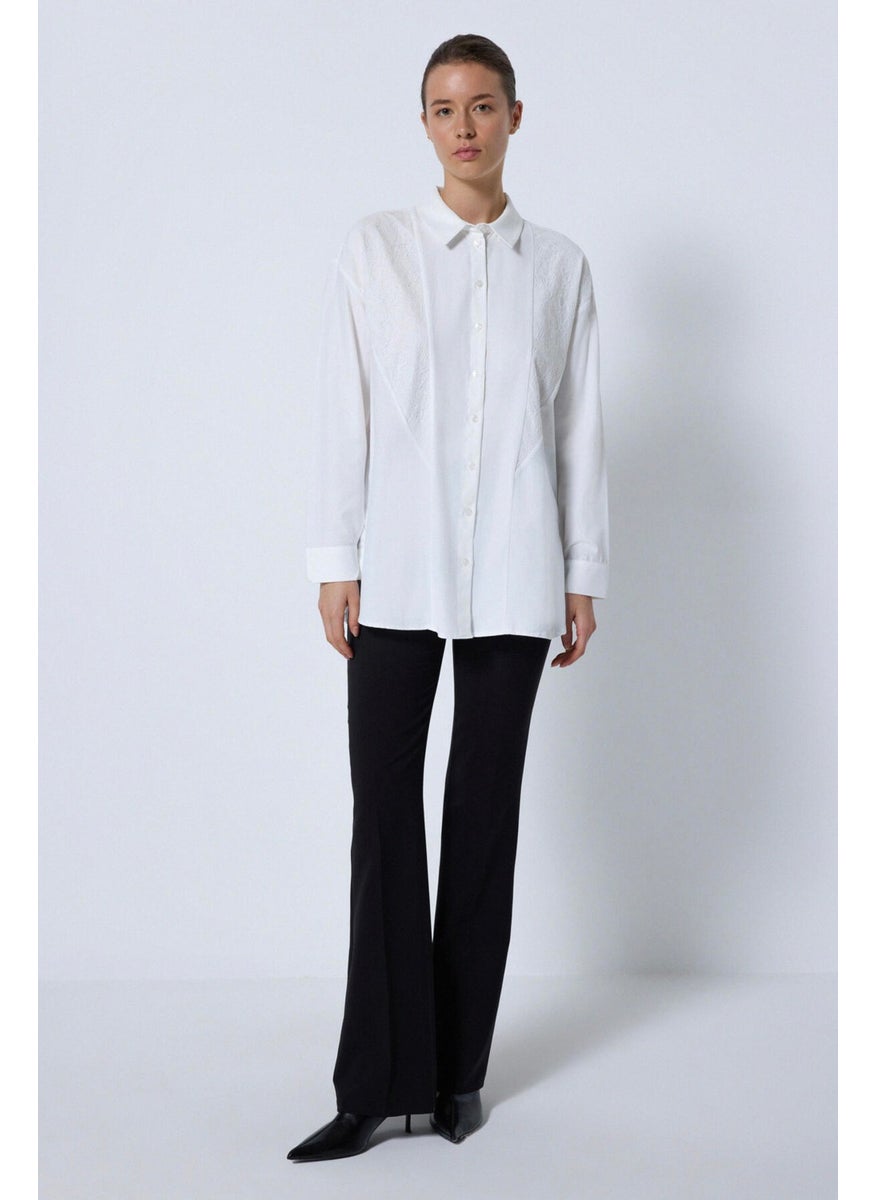 Poplin Shirt with Lace Detail