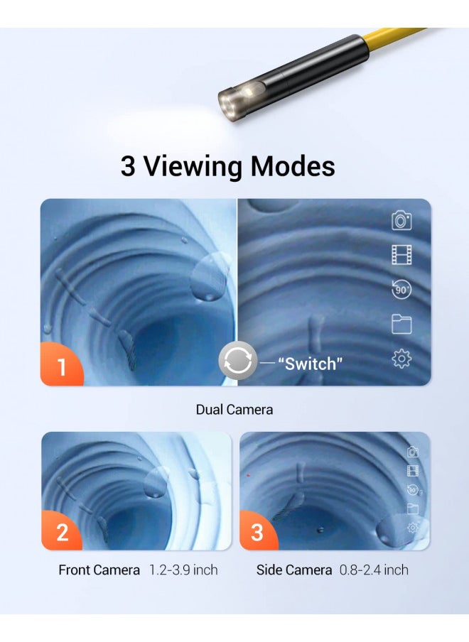 DEPSTECH Dual Lens Wireless Endoscope, 1080P Scope Snake Camera with 7 LED Lights,0.31In Lens Video HD Inspection Camera,IP67 Waterproof Borescope,16.5FT Cable for Android & iOS Phone or Tablet-Yellow