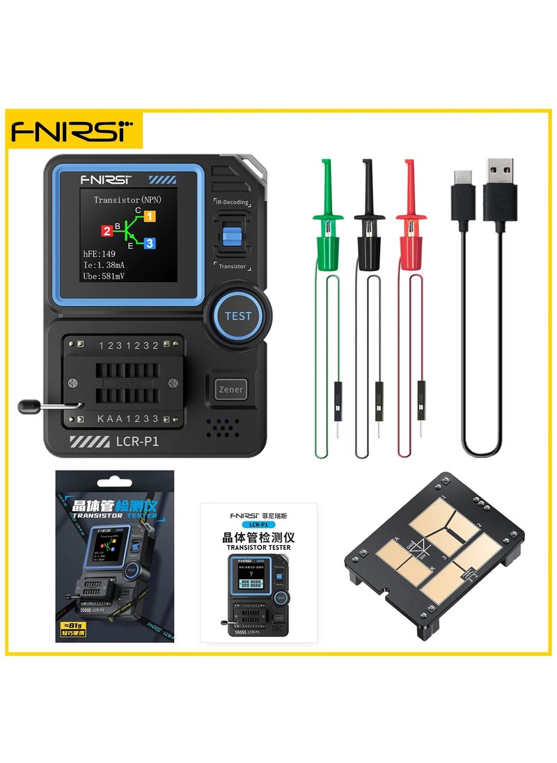 FNIRSI LCR-P1 Transistor Tester, Diode Triode Capacitor Resistance, LCR ESR Meter MOSFET NPN PNP SMD Multifunction Tester