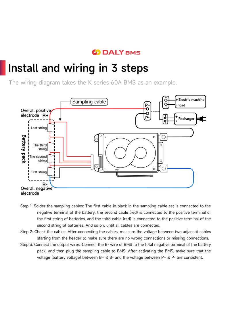 DALY 3S 12V 40A Li-ion Battery Management System (BMS) – Hardware Version for 12V Electric Scooters, Power Tools, and Energy Storage