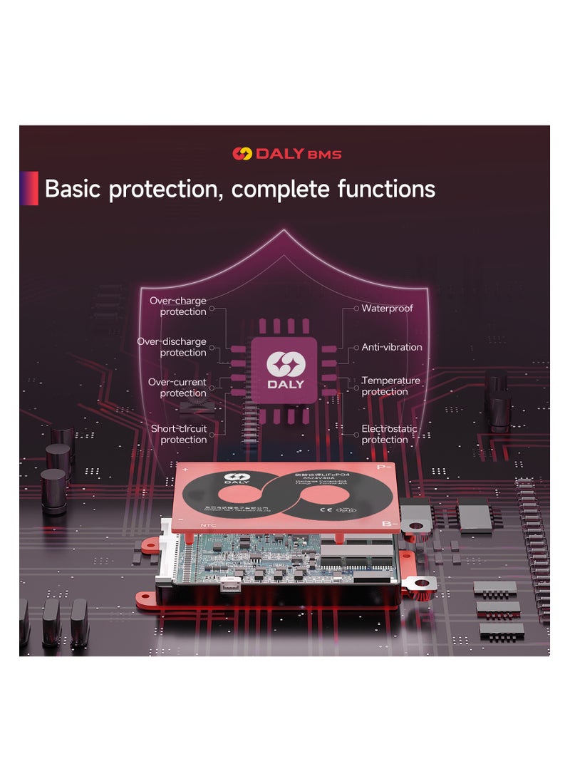 LiFePO4 4S 12V 40A Battery Management System (BMS) with Hardware for Lithium Iron Phosphate Batteries