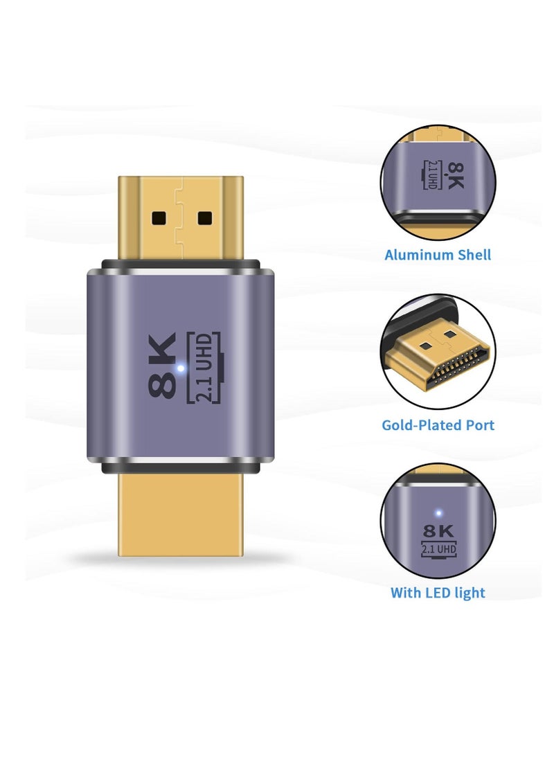 HDMI Male to Male Adapter 8K, 48Gbps HDMI 2.1 Adapter, HDMI to HDMI Adapter UHD, HDMI 2.1 Extender Support 8K@60hz 4K@120Hz HDMI Port, Compatible with HDTV, HDR, ARC Laptop, PC, Video (2Pcs)