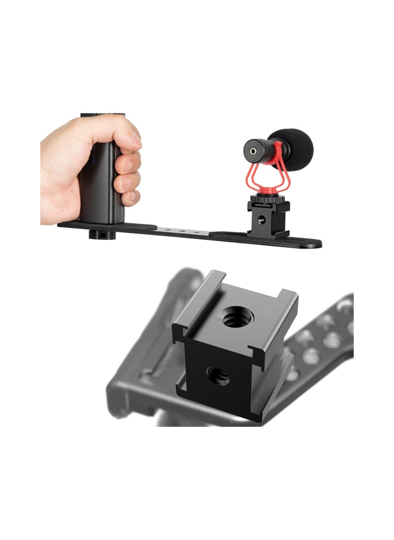 Camera Cold Shoe Mount Adapter, Aluminium Alloy Triple Hot Shoe Extension Bracket Holder for GoPro DSLR Cameras Flash Light, Monitor, Microphone