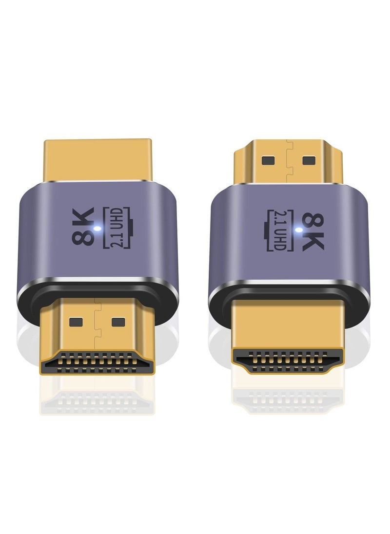 HDMI Male to Male Adapter 8K, 48Gbps HDMI 2.1 Adapter, HDMI to HDMI Adapter UHD, HDMI 2.1 Extender Support 8K@60hz 4K@120Hz HDMI Port, Compatible with HDTV, HDR, ARC Laptop, PC, Video (2Pcs)