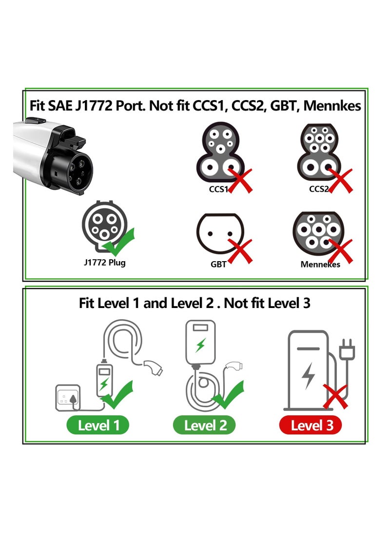 J1772 to Tesla Adapter, J1772 Charger Adapter for Tesla Model-3/Y/X/S, SAE J1772 EV Charger Adapter for Tesla Cars ONLY [Safety Certified] 80A/250V AC, Optimal Fit (J1772 to Tesla, Black)