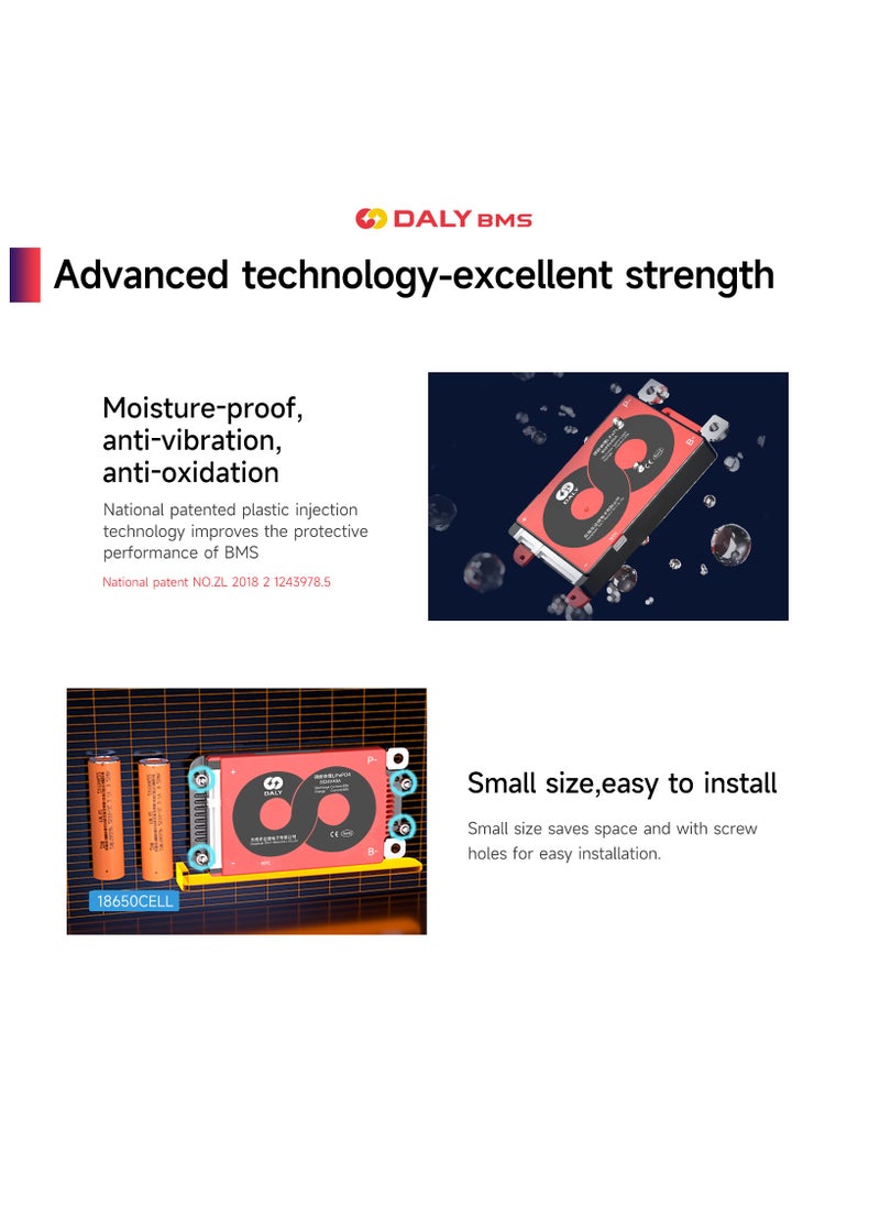 DALY 7S 24V 40A Li-ion Battery Management System (BMS) – Hardware Version for 24V Electric Vehicles, Solar Power Storage, and Energy Systems