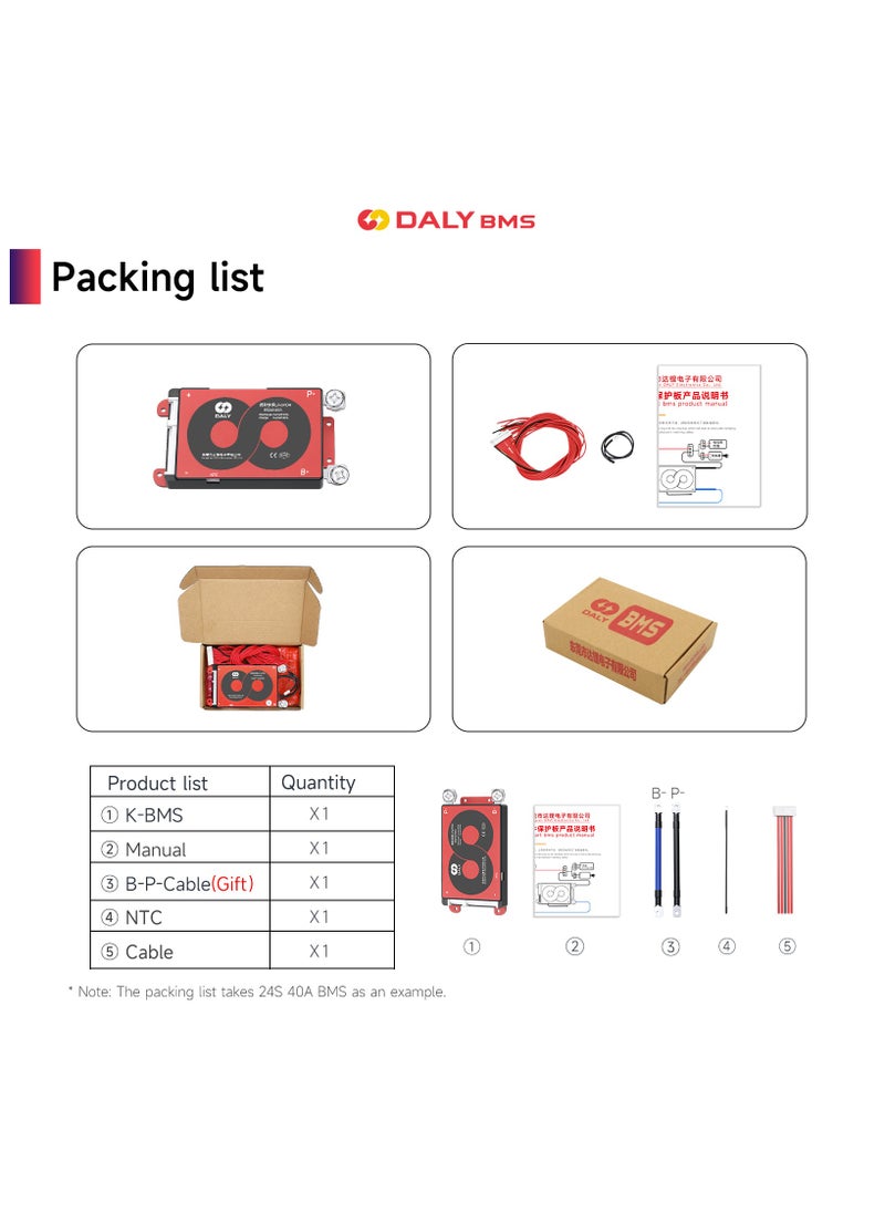 DALY 7S 24V 40A Li-ion Battery Management System (BMS) – Hardware Version for 24V Electric Vehicles, Solar Power Storage, and Energy Systems