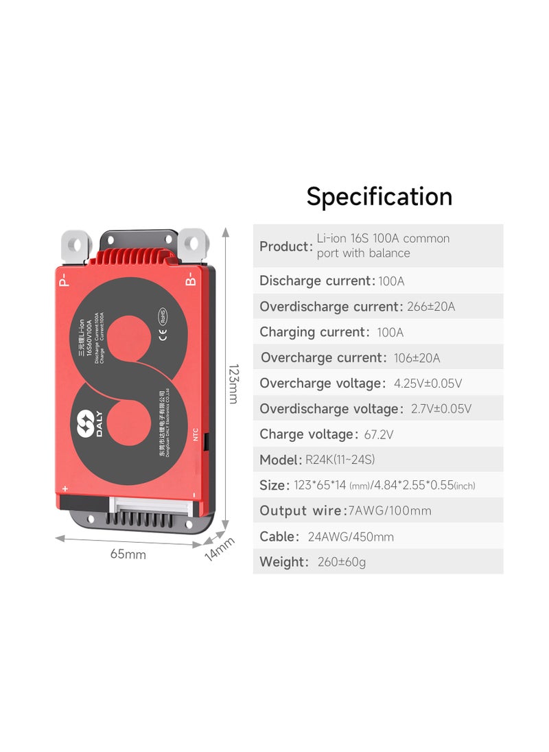 DALY 16S 60V 100A Li-ion Battery Management System (BMS) – Hardware Version for 60V Lithium-Ion Battery Packs