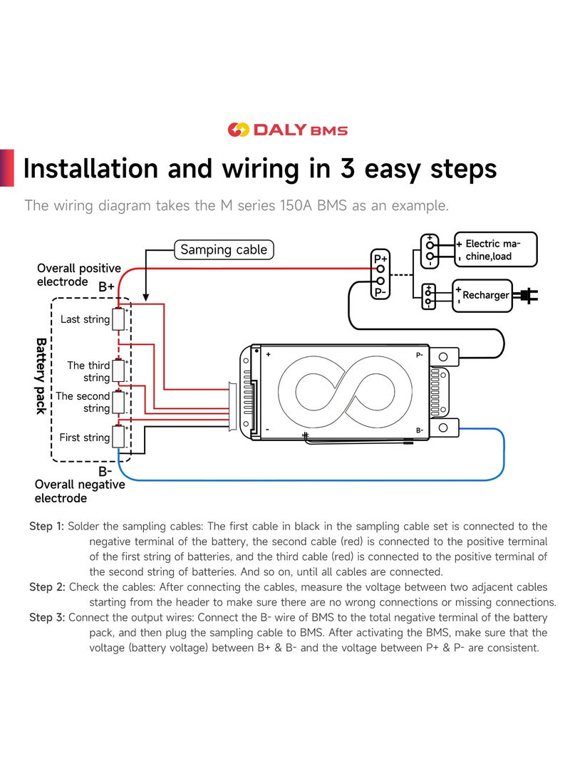 DALY 7S 24V 150A Li-ion Battery Management System (BMS) – Hardware Version for 24V Lithium-Ion Battery Packs