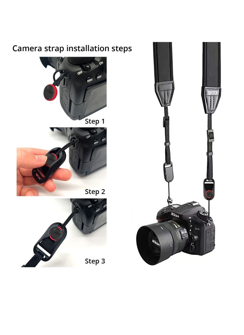 2 Pcs Camera Straps Quick Release Adapter Camera Strap Connector with Base Multifunctional Bulletproof Wrist Strap Extra Strong and Durable Suitable for SLR GOPRO Action Camera Black