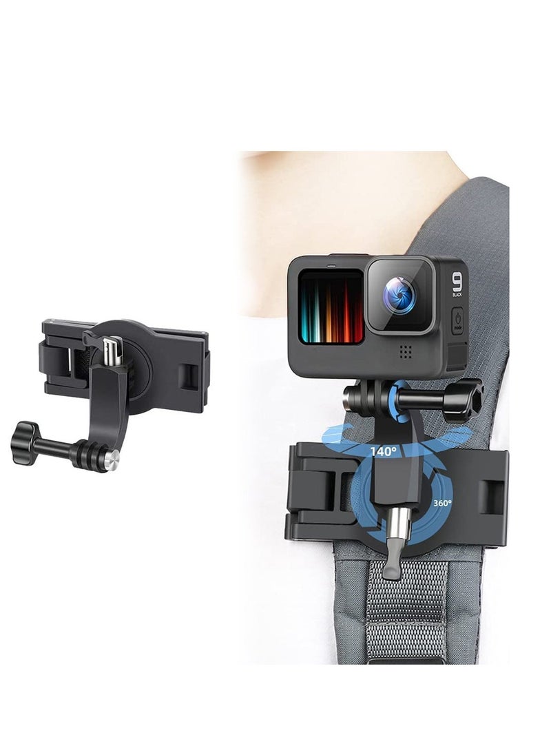 Professional Mount for Backpack Strap Adjustable Camera Shoulder Mount Compatible for GoPro Hero 9 8 7 6 5 4 Black Session Insta 360 One R DJI Osmo Action and Most Action Camera