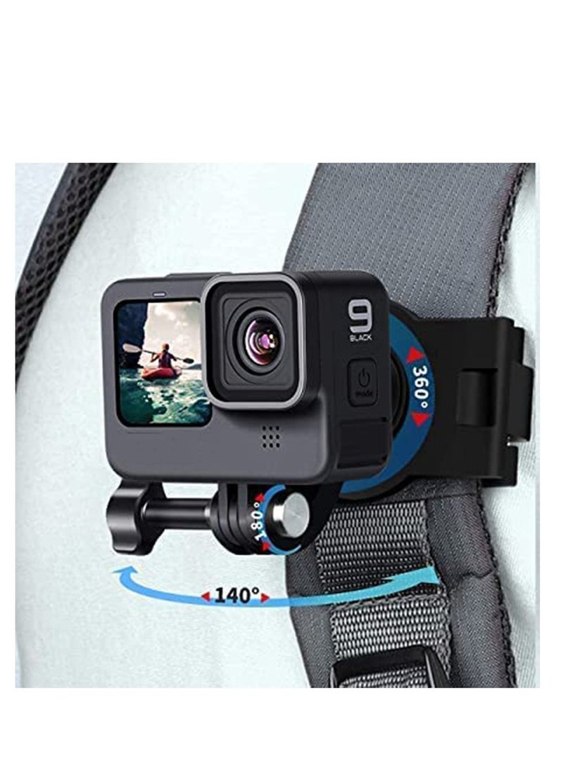 Professional Mount for Backpack Strap Adjustable Camera Shoulder Mount Compatible for GoPro Hero 9 8 7 6 5 4 Black Session Insta 360 One R DJI Osmo Action and Most Action Camera