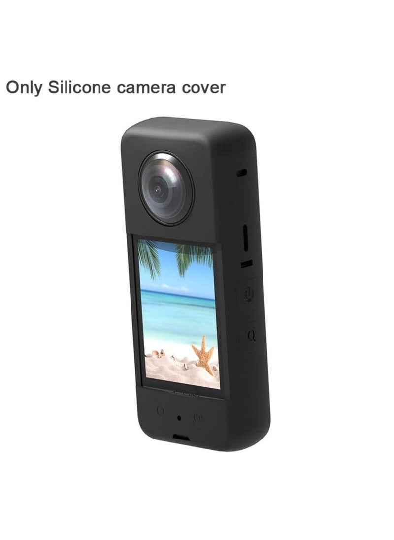 Action Camera Case Fit for Insta-360 ONE X3, Waterproof Durable Silicone Protective Cover Lens Cap Compatible for Insta-360 ONE X3 Accessory (Black)