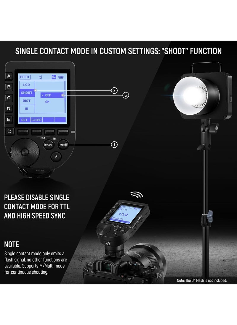 Wireless Flash Trigger QPRO-S TTL, Compatible with Sony 1/8000s HSS, Large LCD Screen Slanted Design 5 Group Buttons 9, Customizable Functions for Q4 Q3 Z2 Z1 Z760 NW760 S101-300W