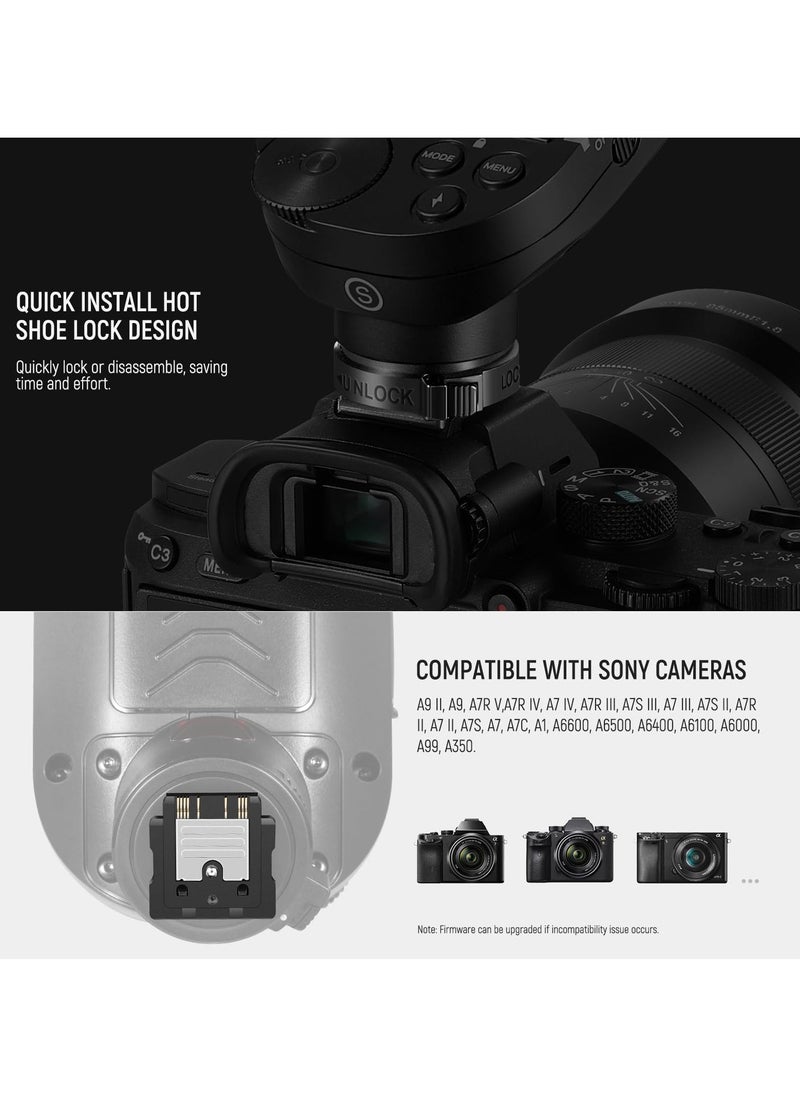 Wireless Flash Trigger QPRO-S TTL, Compatible with Sony 1/8000s HSS, Large LCD Screen Slanted Design 5 Group Buttons 9, Customizable Functions for Q4 Q3 Z2 Z1 Z760 NW760 S101-300W