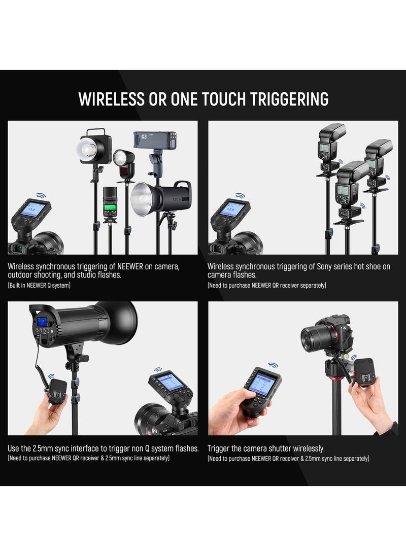 Wireless Flash Trigger QPRO-S TTL, Compatible with Sony 1/8000s HSS, Large LCD Screen Slanted Design 5 Group Buttons 9, Customizable Functions for Q4 Q3 Z2 Z1 Z760 NW760 S101-300W