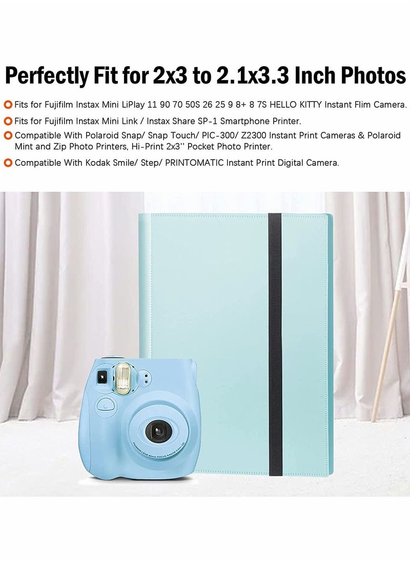 432 Pockets Photo Album for Fujifilm Instax Mini Camera, for Polaroid Camera, for Fujifilm Instax Mini 11 90 70 9 8+ 8 LiPlay Instant Camera, for Polaroid Snap SnapTouch PIC-300 Z2300 Camera (Blue)