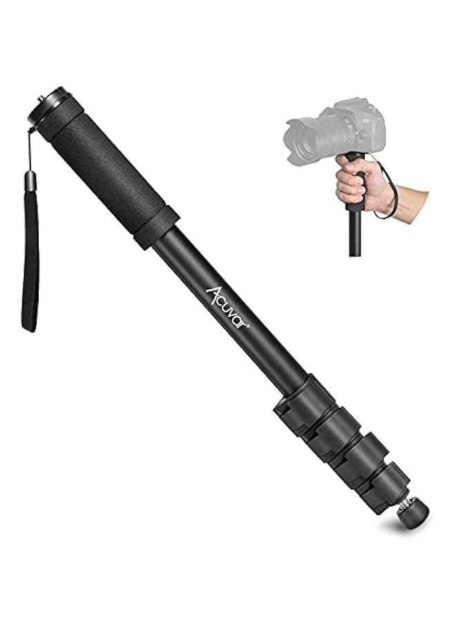 62' Inch Monopod with Integrated Safety Strap and 4 Section Extending Pole for All Digital Cameras, DSLR, Mirrorless, Compact Cameras, Camcorders & Cell Phones