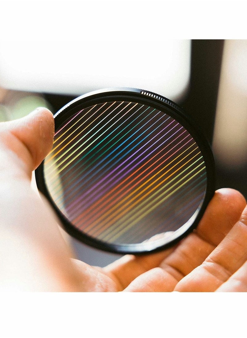 77MM Camera Len Filter, Special Film Effect Camera Len Filter Accessories, Camera Rainbow Glare Film Polarizer, Widescreen Film Polarizer Len Filter, for Professional Photography Lens (Rainbow Glare)