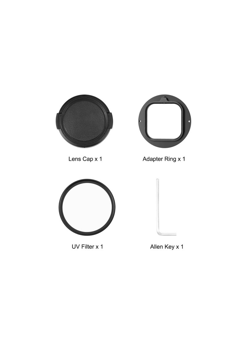 Lens Filter Kit for Insta360 Ace Pro, 52mm Filter Adapter Ring, Aluminum Alloy Lens Frame, Metal Protective Frame, UV Lens Cap Protection Cover for Insta360 Ace Pro Action Camera Accessories