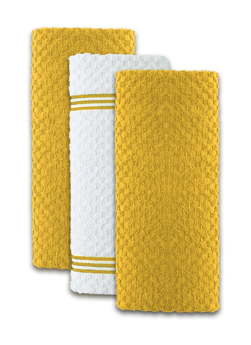 Infinitee Xclusives Premium Kitchen Towels - Yellow [Pack of 12] 100% Cotton Kitchen Hand Towels 15 x 25 Inches - Dish Towels for Kitchen