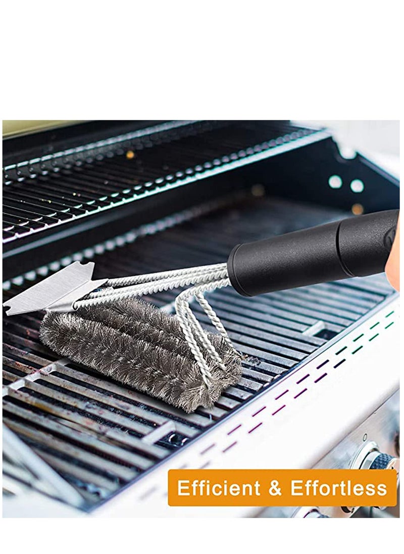Grill Brush with Scraper 18 Inch Two Kinds of Exchangeable Brush Head at Carrying Bag - Safe Wire Stainless Steel BBQ Brush - Barbecue Cleaning Grill Brush for Gas/Charcoal Grilling Grates