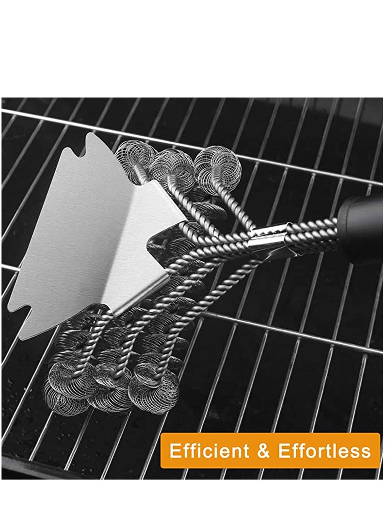 Grill Brush with Scraper 18 Inch Two Kinds of Exchangeable Brush Head at Carrying Bag - Safe Wire Stainless Steel BBQ Brush - Barbecue Cleaning Grill Brush for Gas/Charcoal Grilling Grates