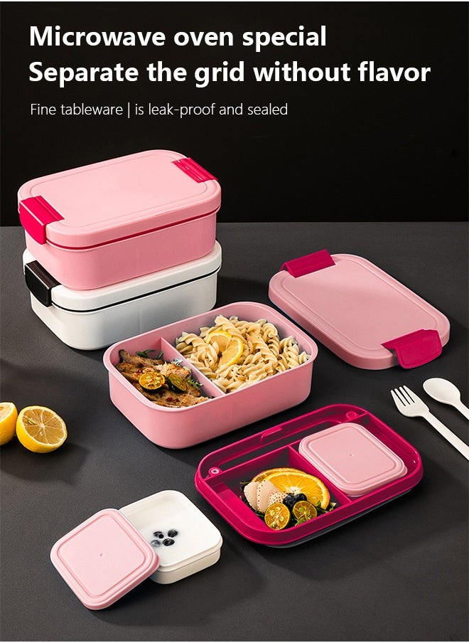 Children's double-layer lunch box large capacity portable fresh-keeping leak-proof pink suitable for school picnics