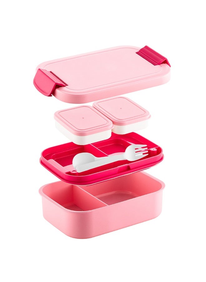 Children's double-layer lunch box large capacity portable fresh-keeping leak-proof pink suitable for school picnics