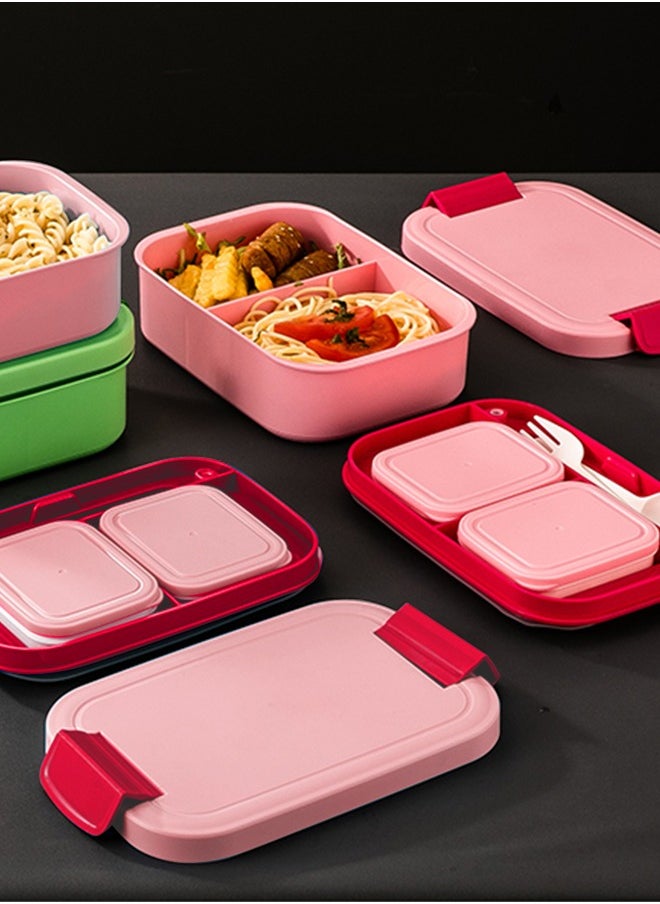 Children's double-layer lunch box large capacity portable fresh-keeping leak-proof pink suitable for school picnics