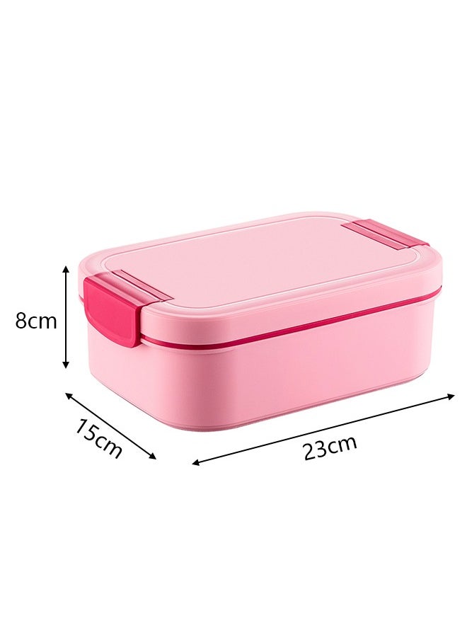 Children's double-layer lunch box large capacity portable fresh-keeping leak-proof pink suitable for school picnics