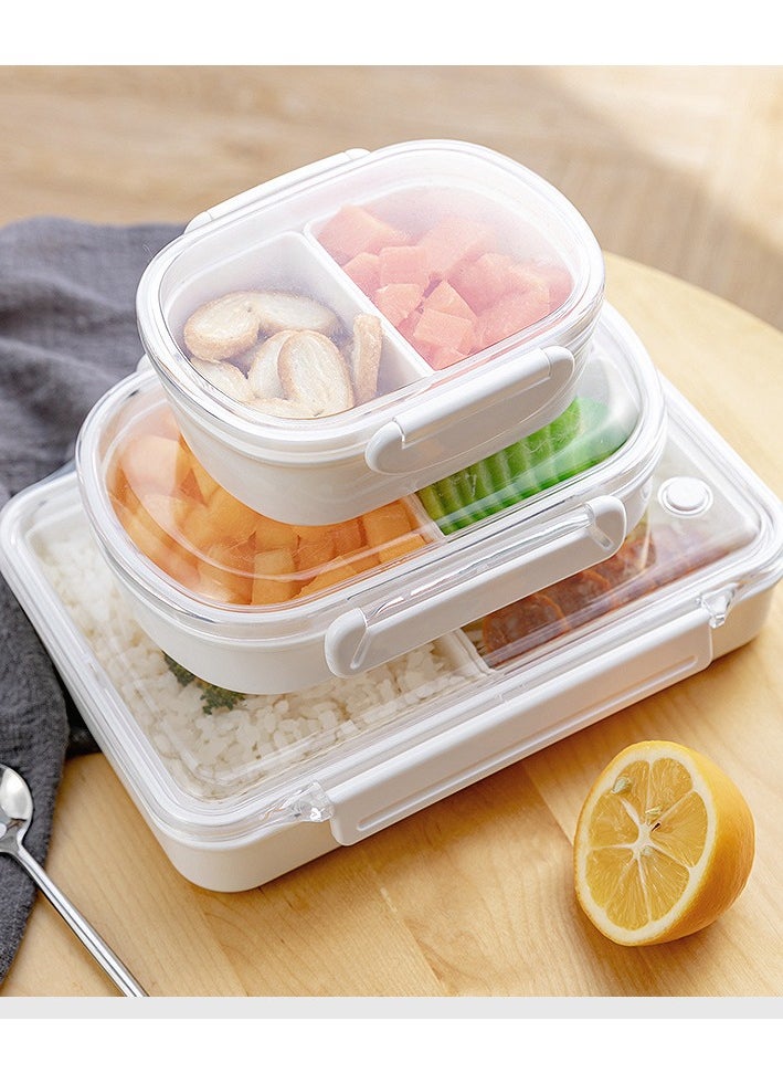 Portable Divided Lunch Box for Adults and Children-Microwave-Reusable-Durable Perfect Size (3 Pieces -350Ml, 490ML, 950ML)