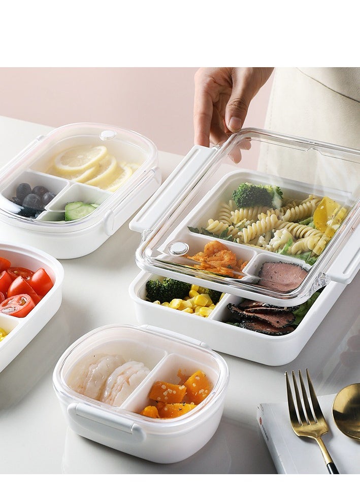 Portable Divided Lunch Box for Adults and Children-Microwave-Reusable-Durable Perfect Size (3 Pieces -350Ml, 490ML, 950ML)