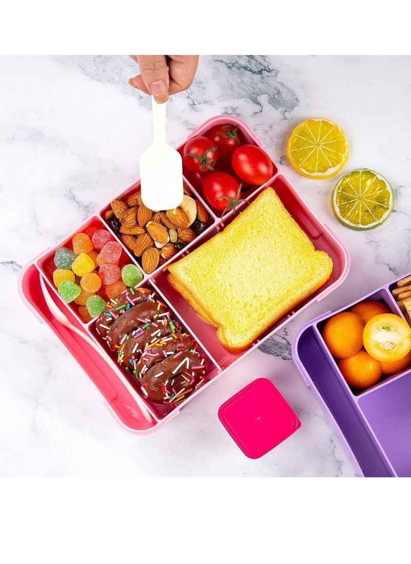 1pc Divided Sealed Fruit Box Salad Box Lunch Box for Kids, Pink,Work Microwave Oven Heating Bento Box, With Tableware, Suitable For Work And Travel