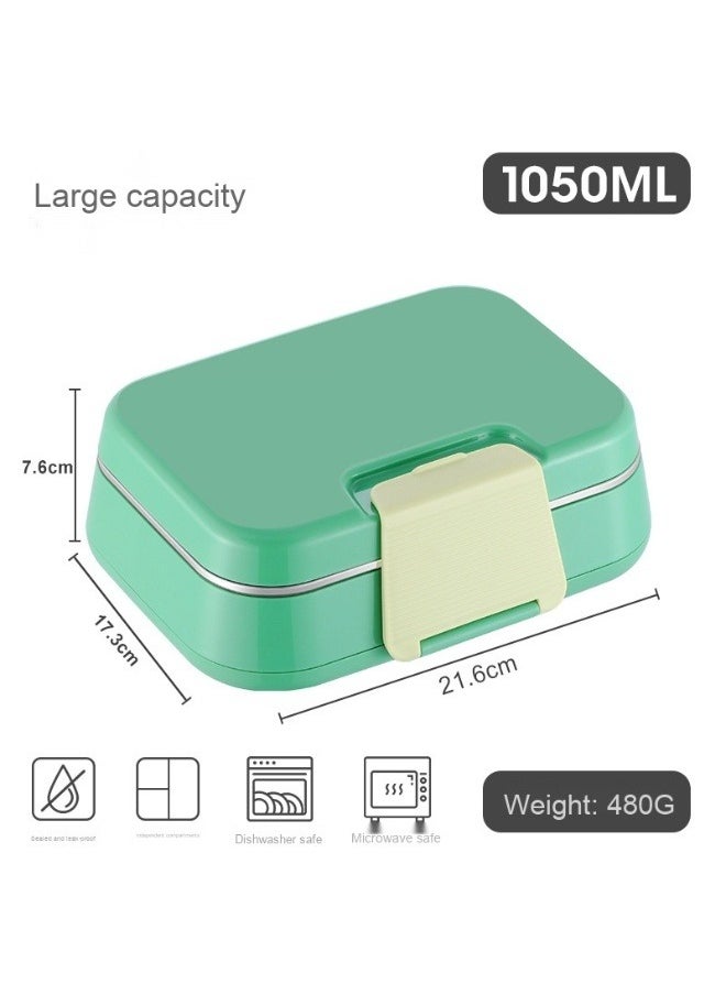 304 Stainless Steel Insulated 3-Compartment Sealed Dual-Layer Bento Box